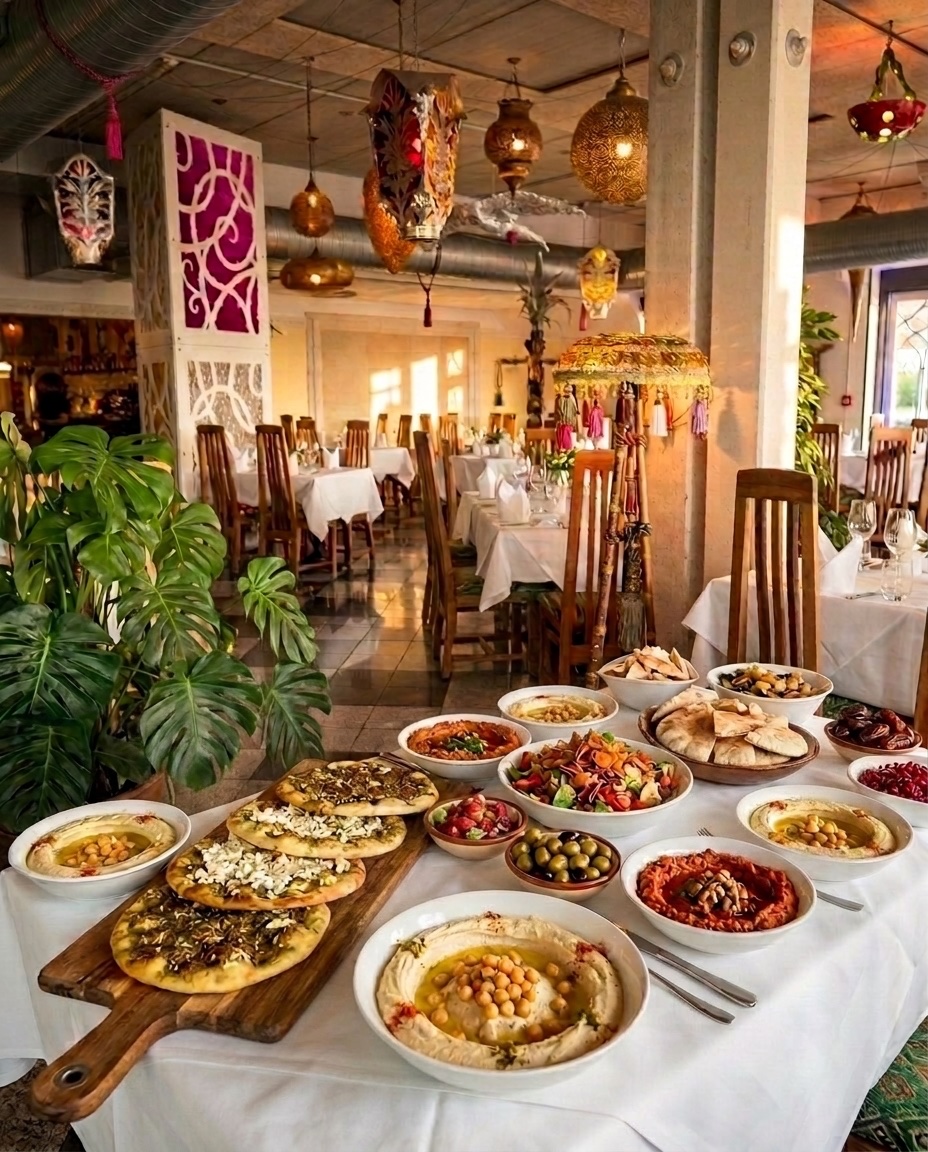 Levantinisches Brunch-Buffet im Raum